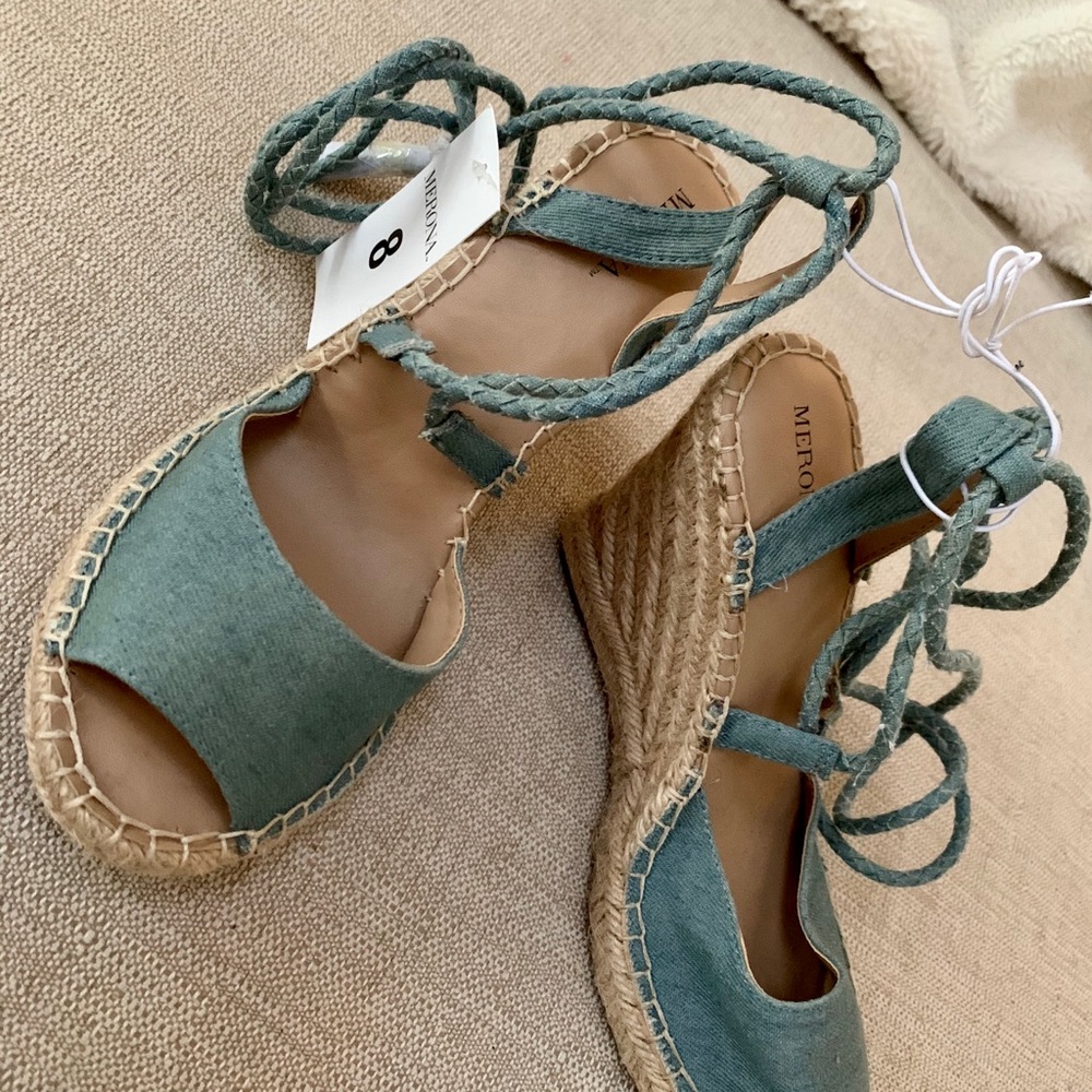 Wedge Espadrille Sandal in Denim | Size 8 | NWT